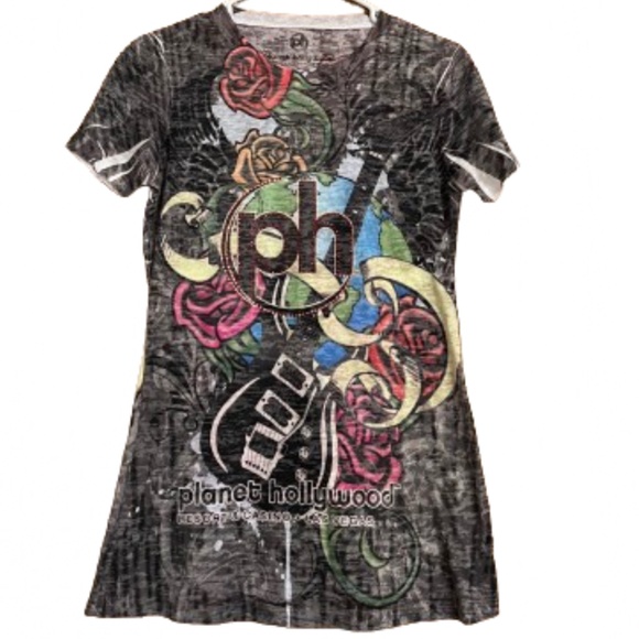 Planet Hollywood Resort Las Vegas Women’s Multi Customized Studded Shirt Sz-XS/S - Picture 1 of 6